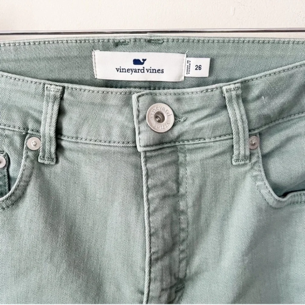 Vineyard Vines Jamie High Rise Jeans Garment Dyed Sea Clay Green Size 26